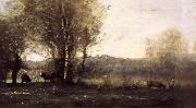 Jean Baptiste Camille  Corot Three Cows at the Pond oil painting reproduction
